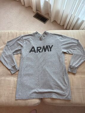 SOFEE dri-release Gray Long Sleeve Crewneck with ARMY Print